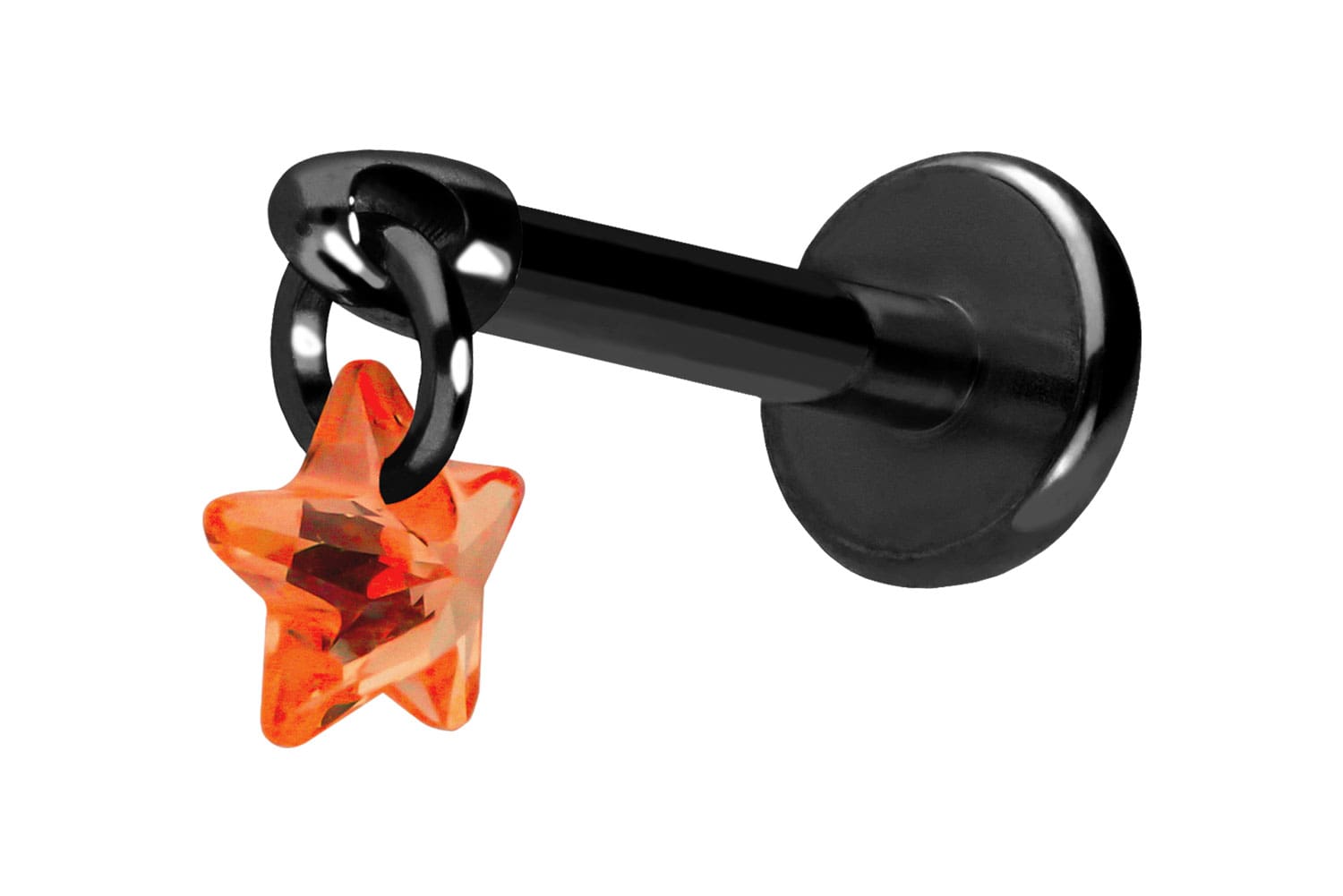 Titan Labret Piercing mit Push Fit KRISTALLSTERN